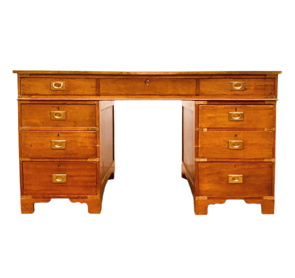 Regency flat desk in mahogany and mahogany veneer