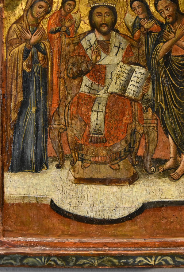 Greek Triptych Icon With The Deesis And Saints, Greece 17th Century