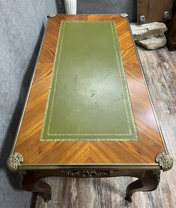 Based on the creations of Charles Cressent: double-sided minister's desk in rosewood circa 1900.