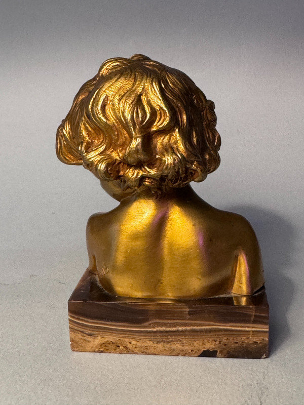 Gilded Bronze Sculpture J.-M. CAMUS Child Bust