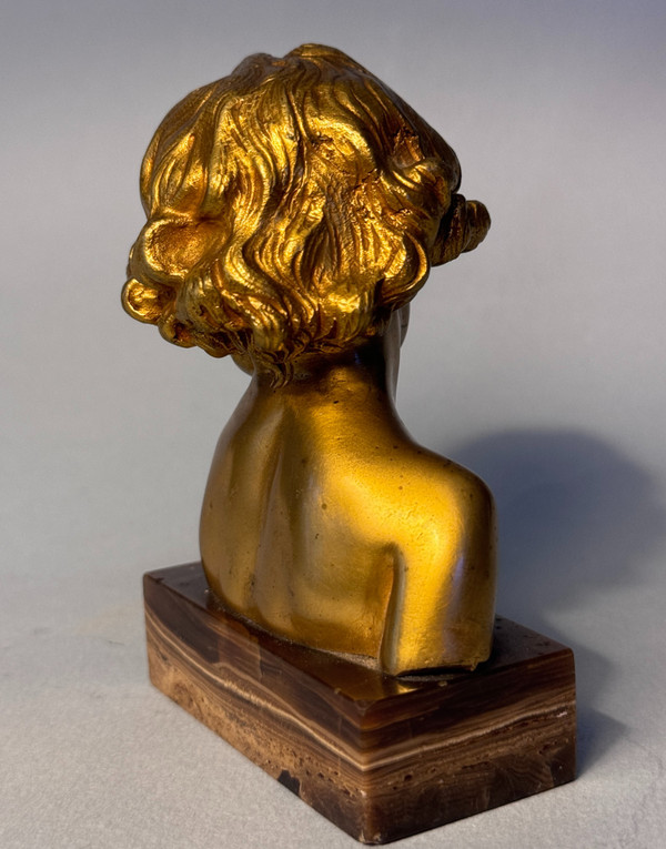 Gilded Bronze Sculpture J.-M. CAMUS Child Bust