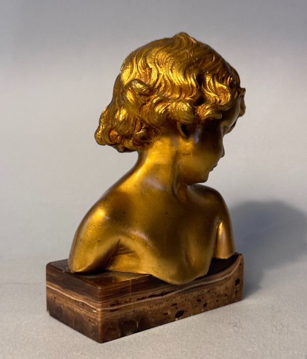 Gilded Bronze Sculpture J.-M. CAMUS Child Bust