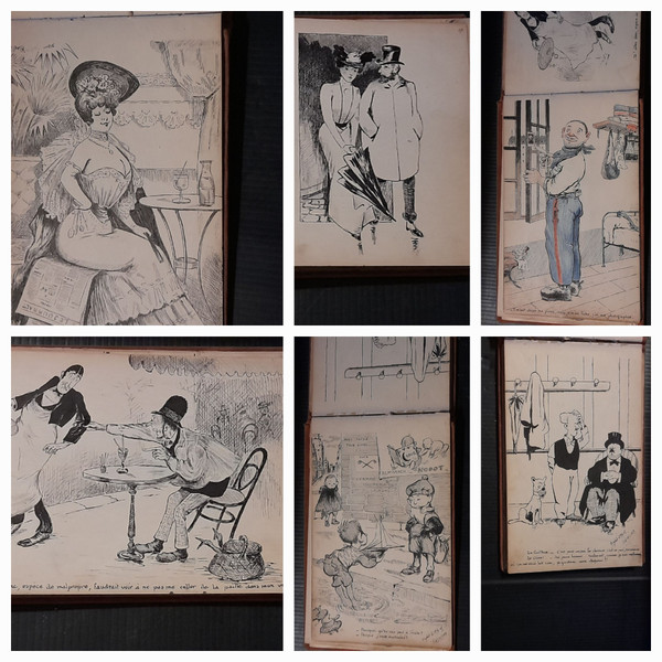 A. TINTELLIER notebook of ink drawings early 20th century 