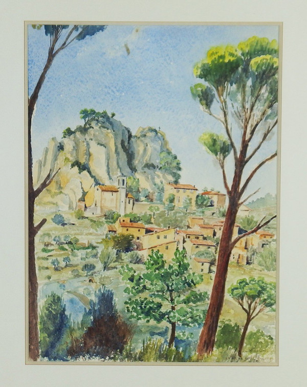 Aquarelle "la Roque Alric"par Gabriel Kissling