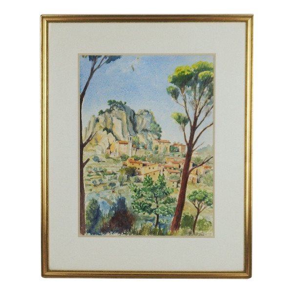 Aquarelle "la Roque Alric"par Gabriel Kissling