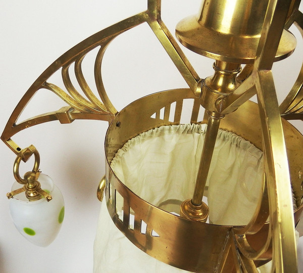 Art-Nouveau Brass Chandelier