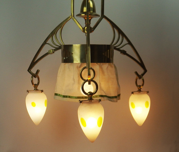 Art-Nouveau Brass Chandelier