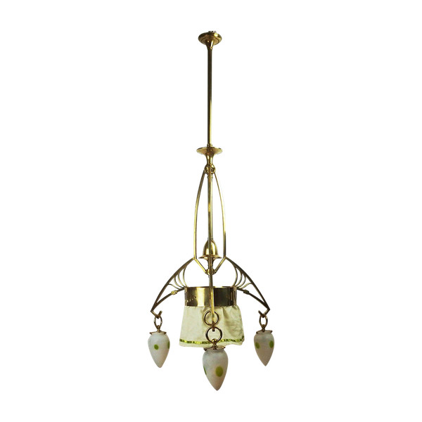 Art-Nouveau Brass Chandelier