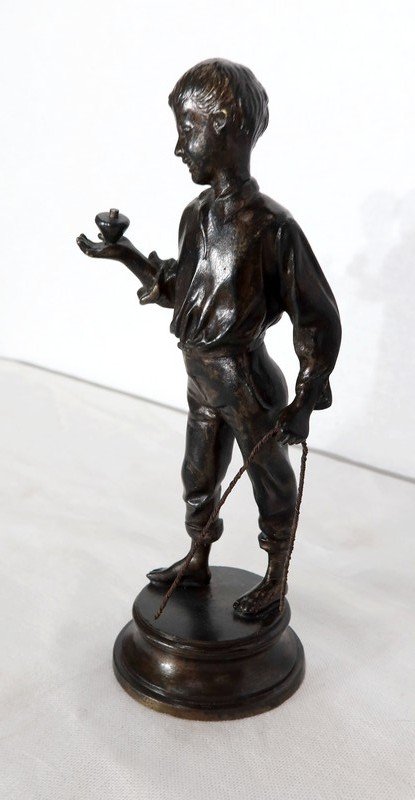  Bronze " Boy with a spinning top " - End of 19th century