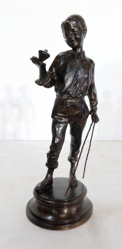  Bronze " Boy with a spinning top " - End of 19th century