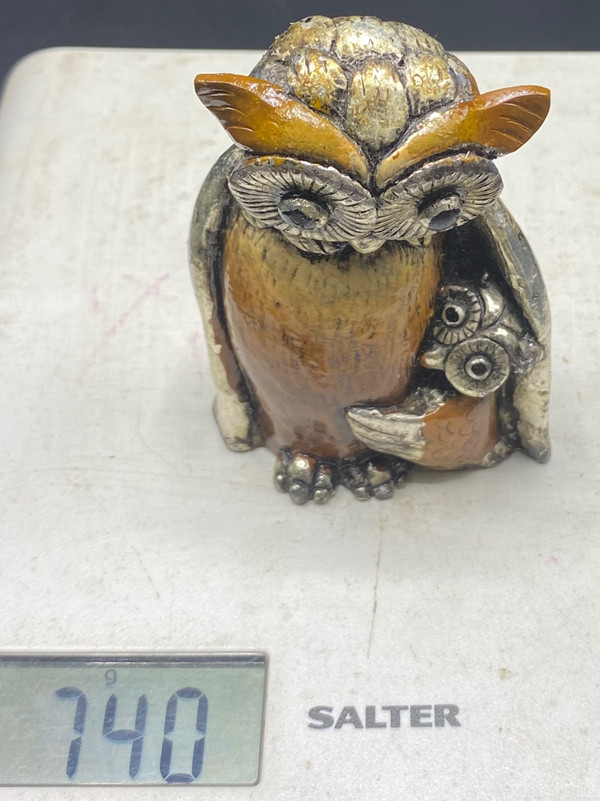 ENAMELED TIN OWL 