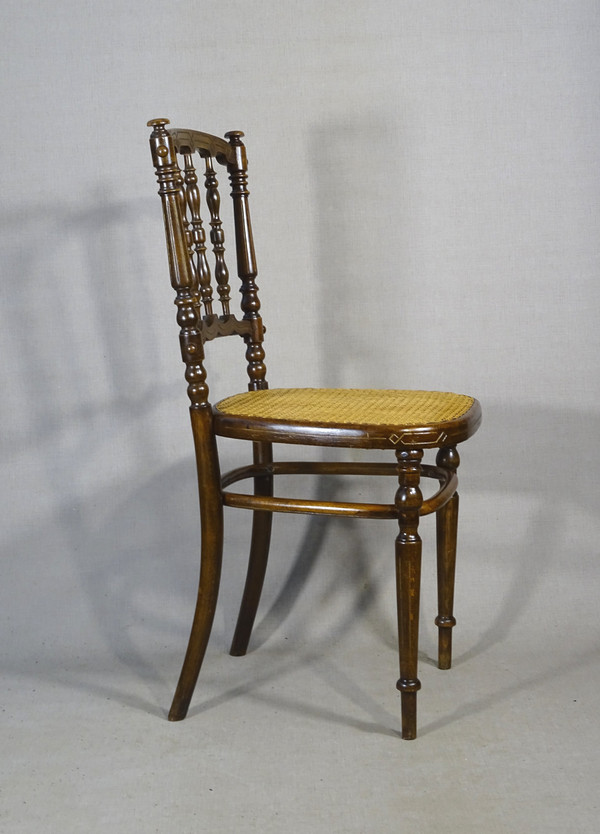 Sedia da bistrot Fischel N°101 tipo Napoleone III, 1900 circa, No Thonet