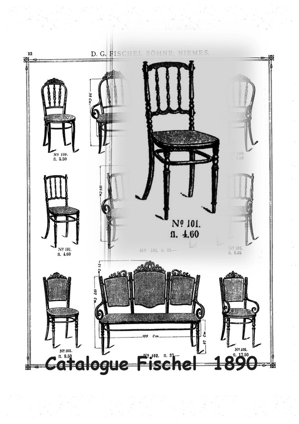 Sedia da bistrot Fischel N°101 tipo Napoleone III, 1900 circa, No Thonet