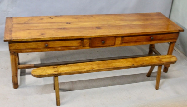 Bressane Farm Table In 19th Century Cherry And Its Bench