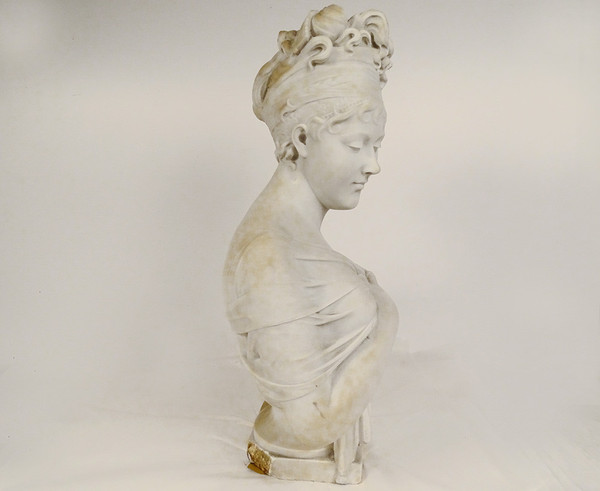 Sculpture buste marbre Carrare Mme Récamier d'apr. Joseph Chinard XIXème