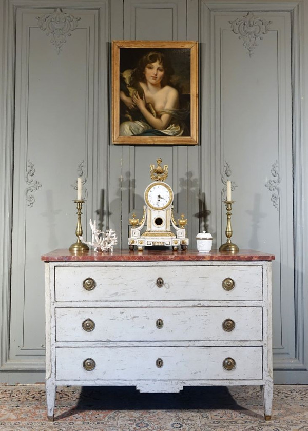 Kommode Louis XVI Directoire mit Platte aus Kunstmarmor