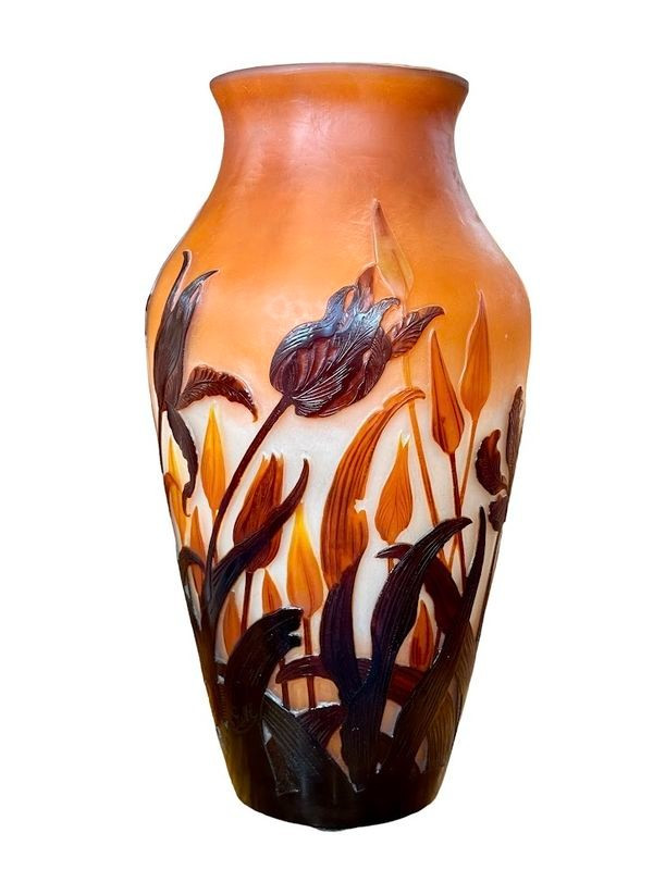 Emile Gallé Importante vaso Art Nouveau "Tulips