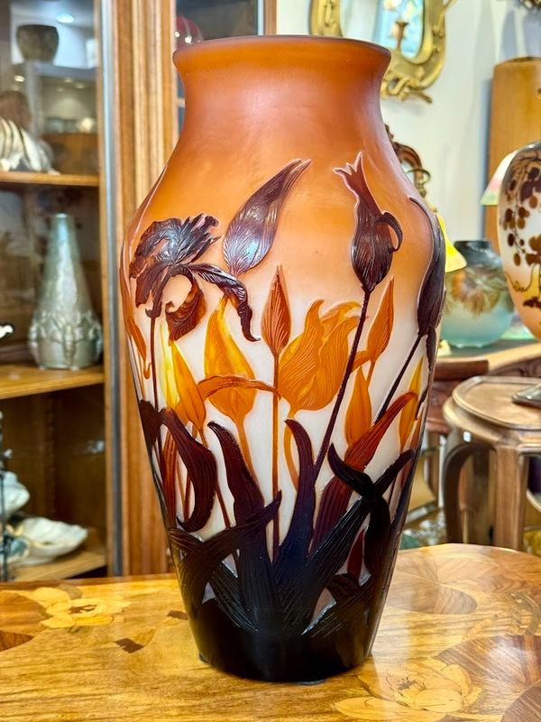 Emile Gallé Importante vaso Art Nouveau "Tulips