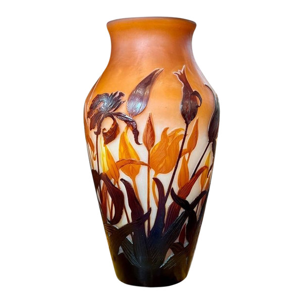 Emile Gallé Importante vaso Art Nouveau "Tulips