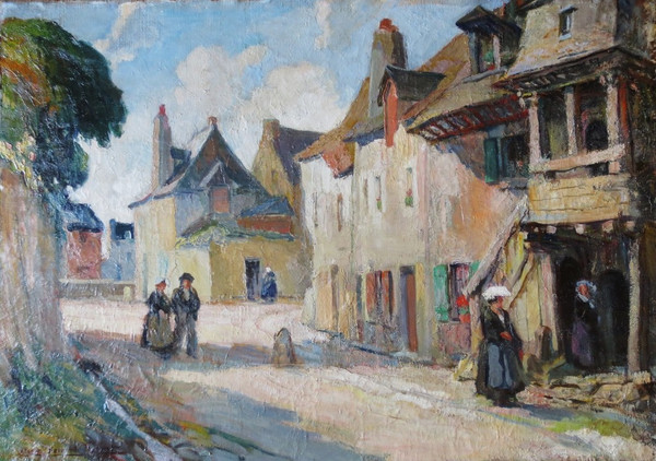 Une rue à Auray, Morbihan signée Albert FERNAND-RENAULT.   