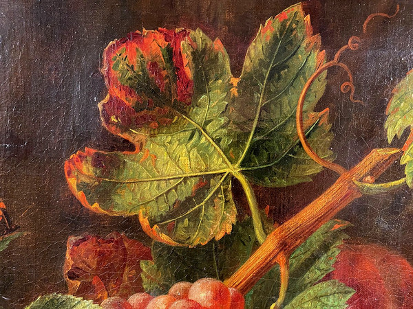 19th century Dutch school, Oil on canvas "Still life with fruit basket".