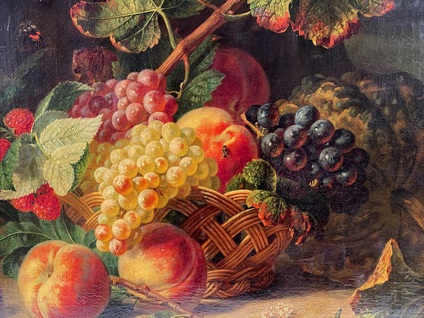 19th century Dutch school, Oil on canvas "Still life with fruit basket".