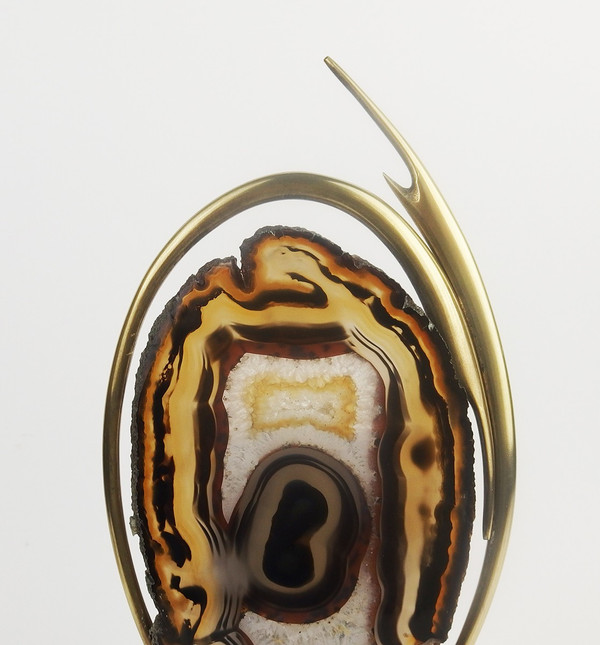 Brass and agate lamp attributed to Willy Daro