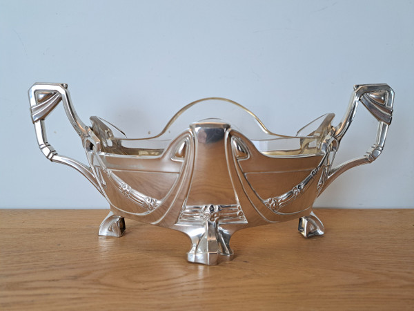 Germany , Planter , Solid Silver And Glass Jug , Jugendstil , Early XX°.