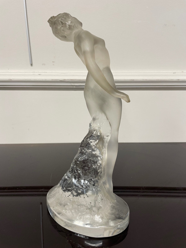 Lalique France - Naïade Statuette Cristal Femme H: 24 cm