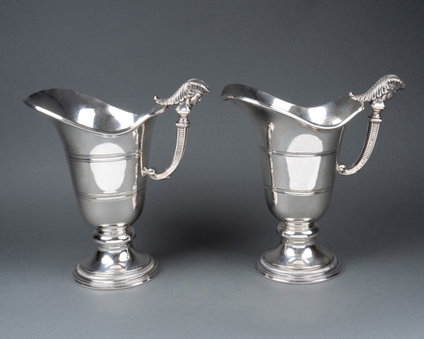 Pair of Solid Silver Ewers, 19th Century