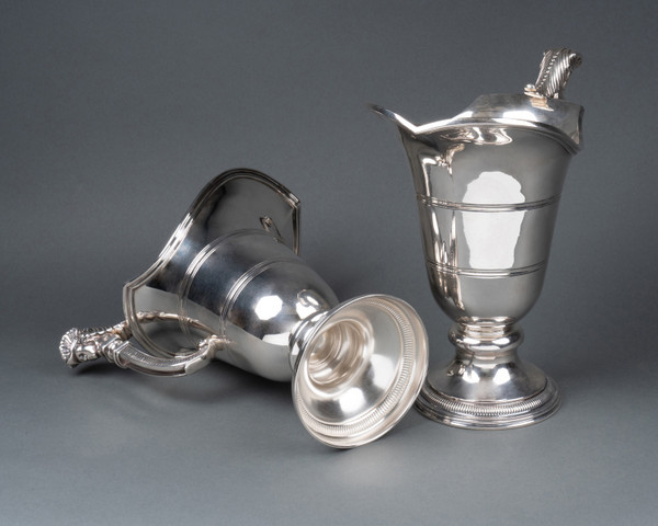 Pair of Solid Silver Ewers, 19th Century