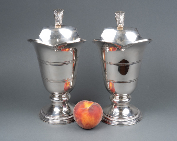 Pair of Solid Silver Ewers, 19th Century