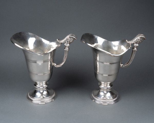 Pair of Solid Silver Ewers, 19th Century