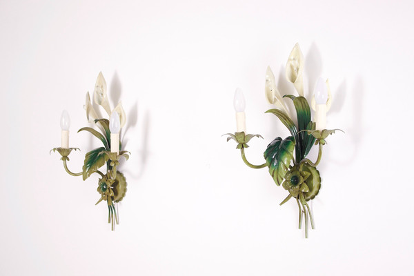 Pair of "Arums" Italian wall sconces