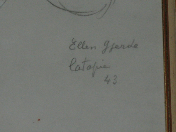 Louis Latapie drawing dated and signed portrait of Ellen Guejde with certificate of authenticity