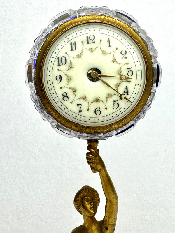 Horloge De Table En Bronze Et Cristal Baccarat 