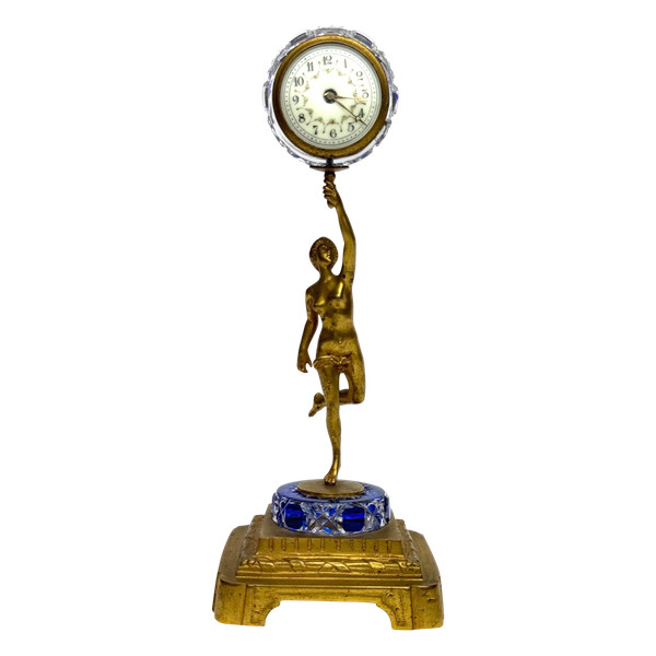 Horloge De Table En Bronze Et Cristal Baccarat 