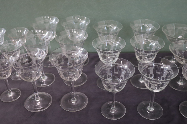 set of 28 crystal glasses