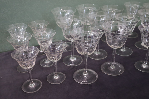 set of 28 crystal glasses