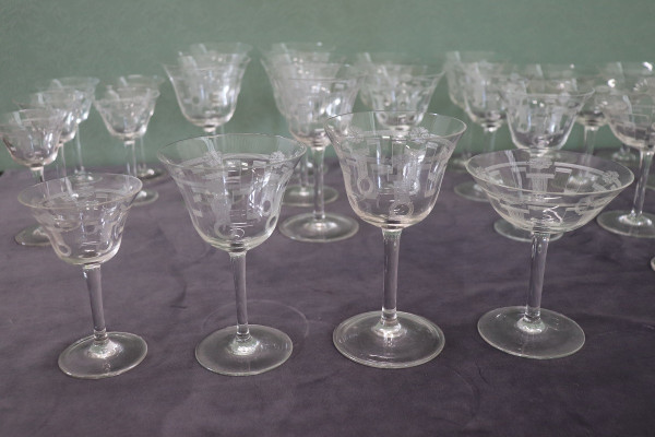 set of 28 crystal glasses