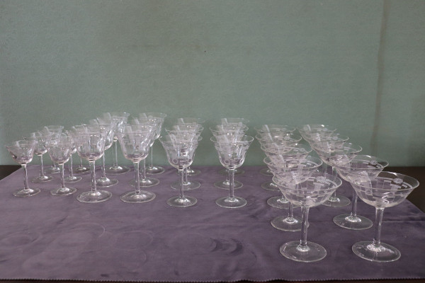 set of 28 crystal glasses