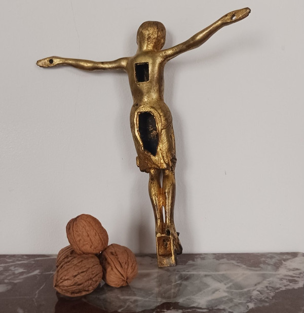 Arte romanica - Cristo in croce - Bronzo dorato - Religiosa