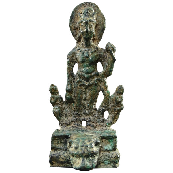 China Nördliche Wei-Dynastie (386 bis 534) oder Sui-Dynastie (581 bis 614), Miniaturstatue Kwan Yin Aus Bronze.