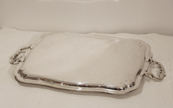 19th century silver metal tray  Very good condition 