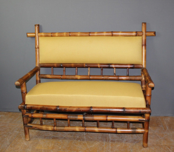 Napoleon III period Bamboo bench seat