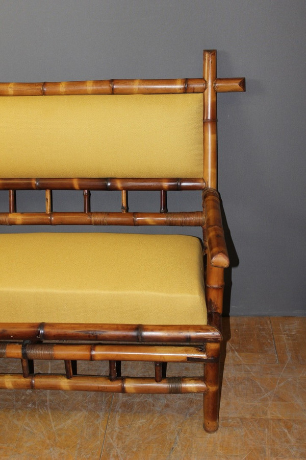 Napoleon III period Bamboo bench seat