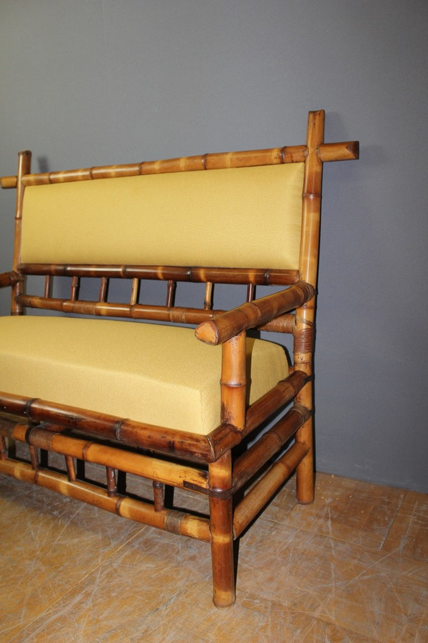 Napoleon III period Bamboo bench seat