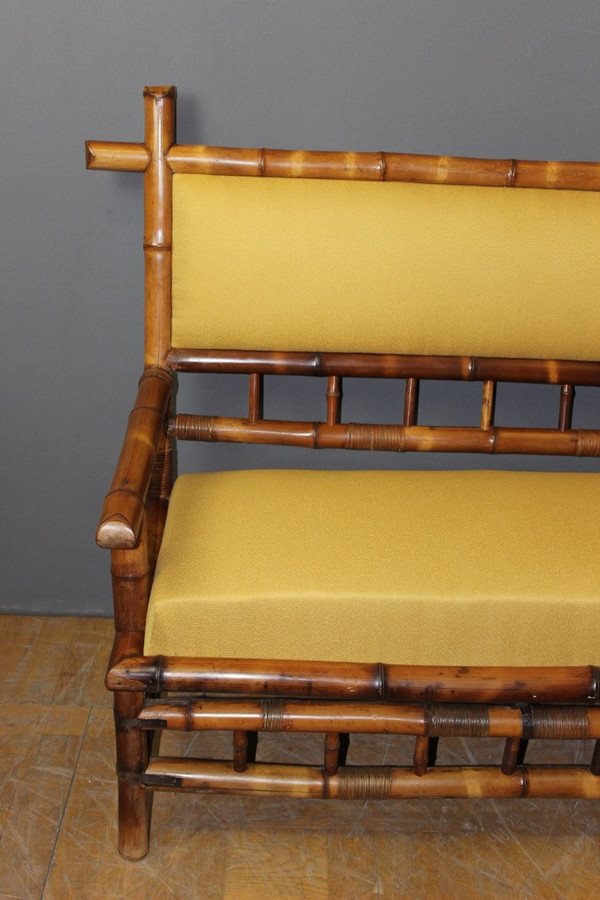 Napoleon III period Bamboo bench seat