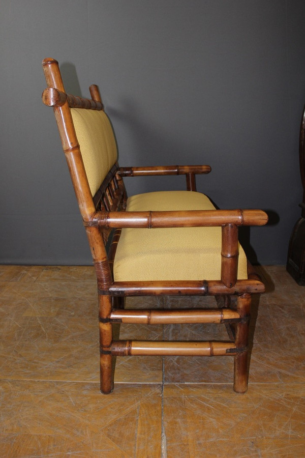 Napoleon III period Bamboo bench seat