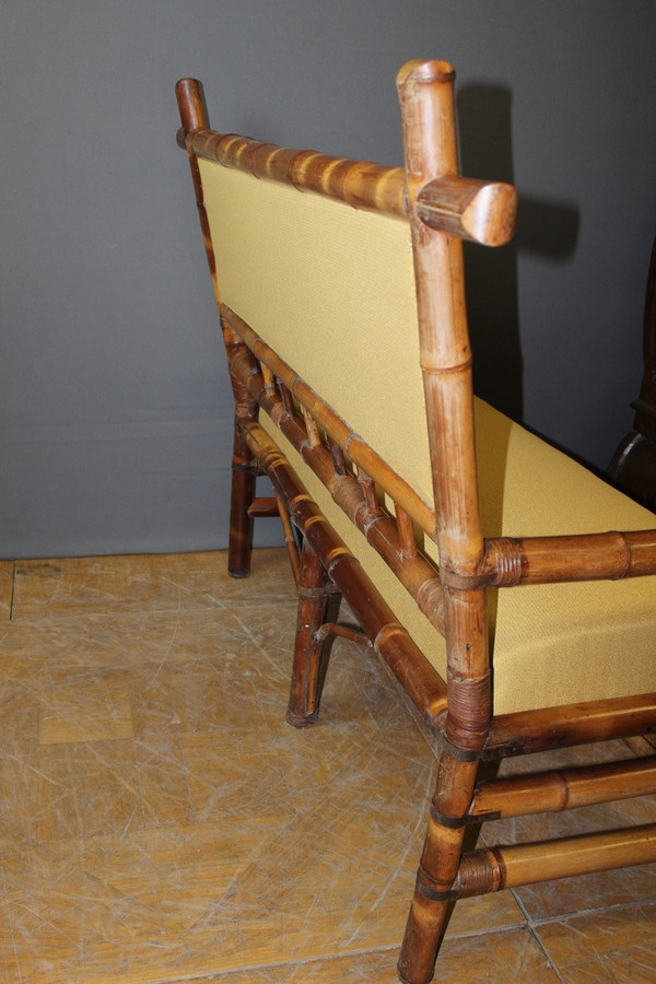 Napoleon III period Bamboo bench seat